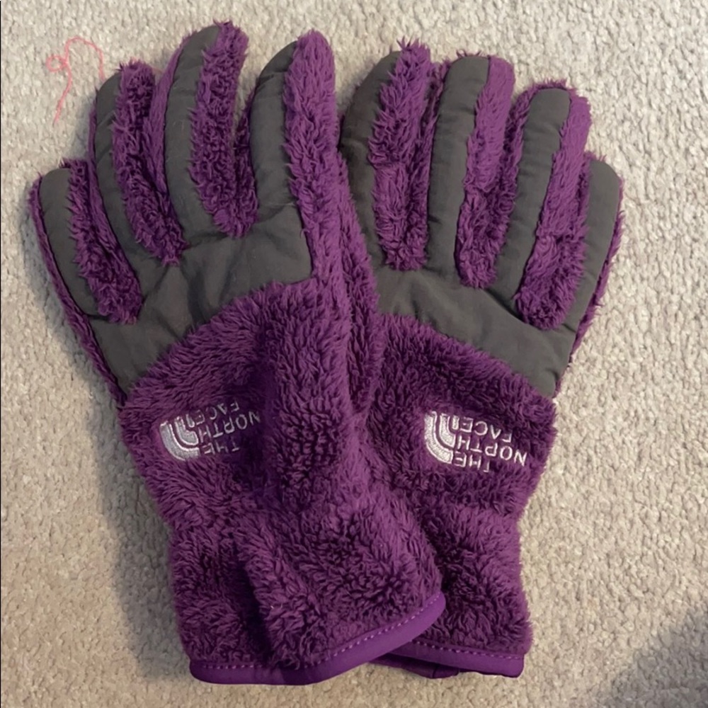 Purple North Face gloves